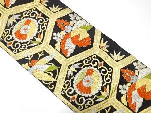 アンティーク　亀甲に桐菊模様織り出し袋帯(着用可)